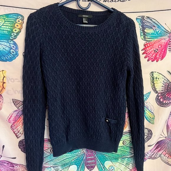 Dark Blue Knit Sweater - Picture 8 of 10